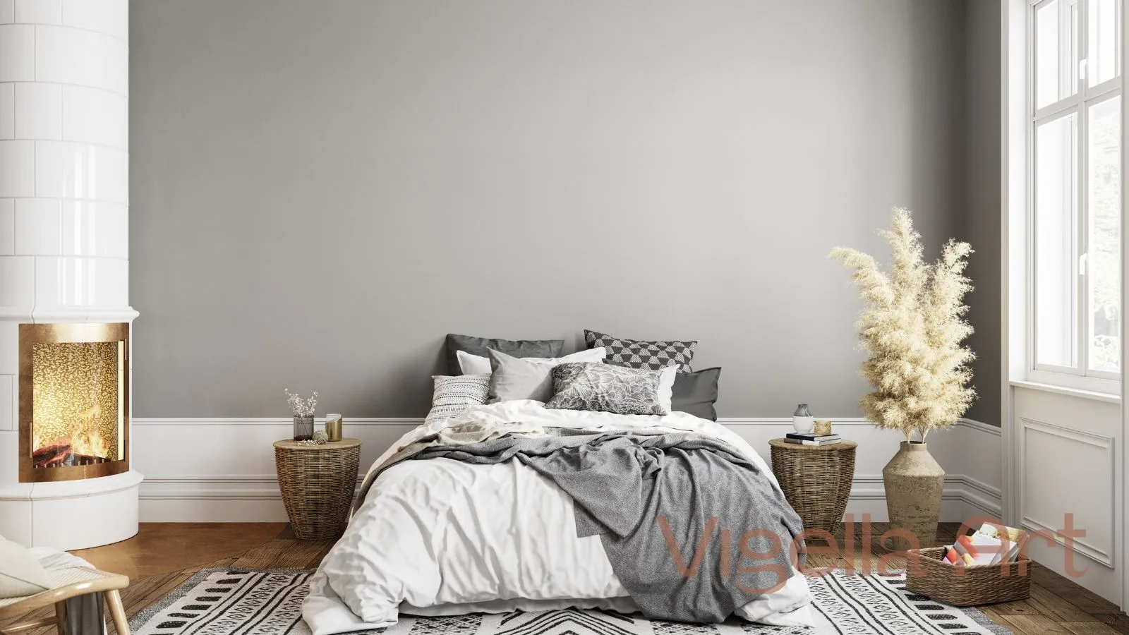 Detail látky nebo textury — světlo dopadající na záhyby povlečení, hra stínu, jemné světlo.